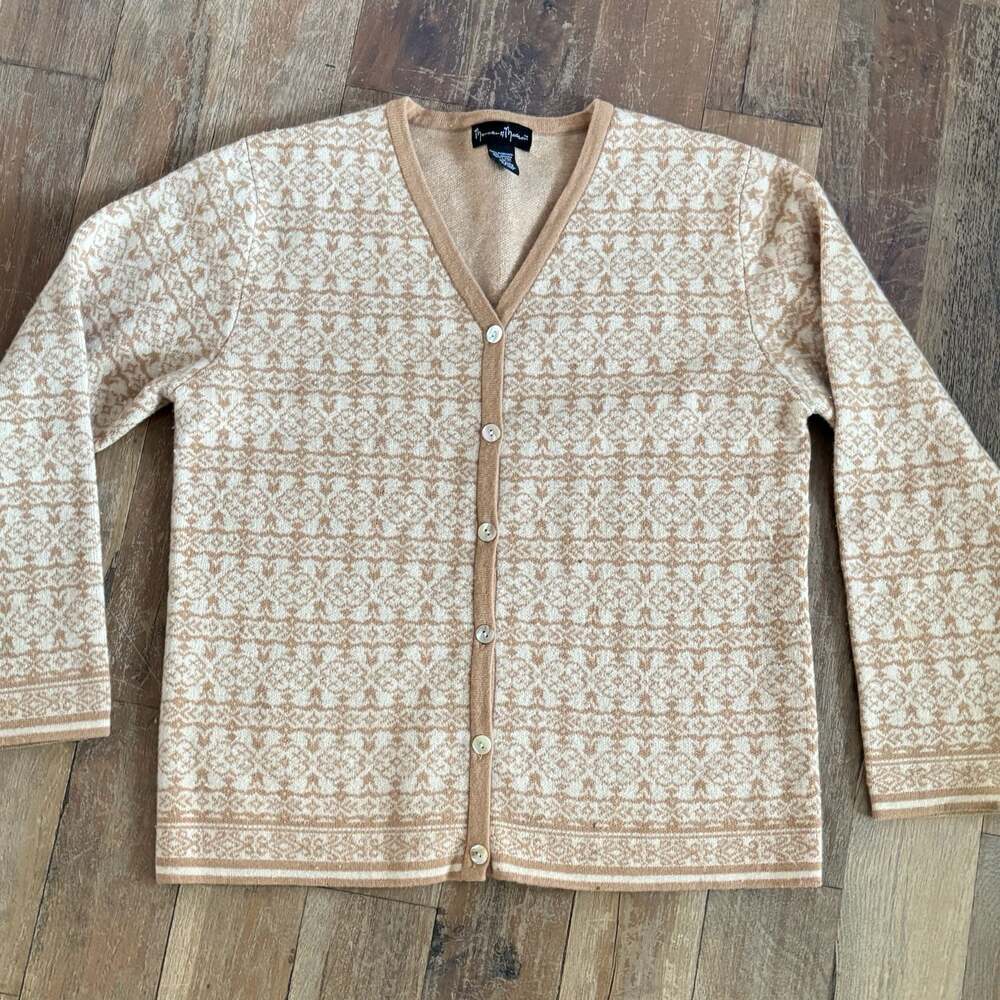 Mercer & Madison Lambswool Angora Blend Patterned Cardigan Size Medium